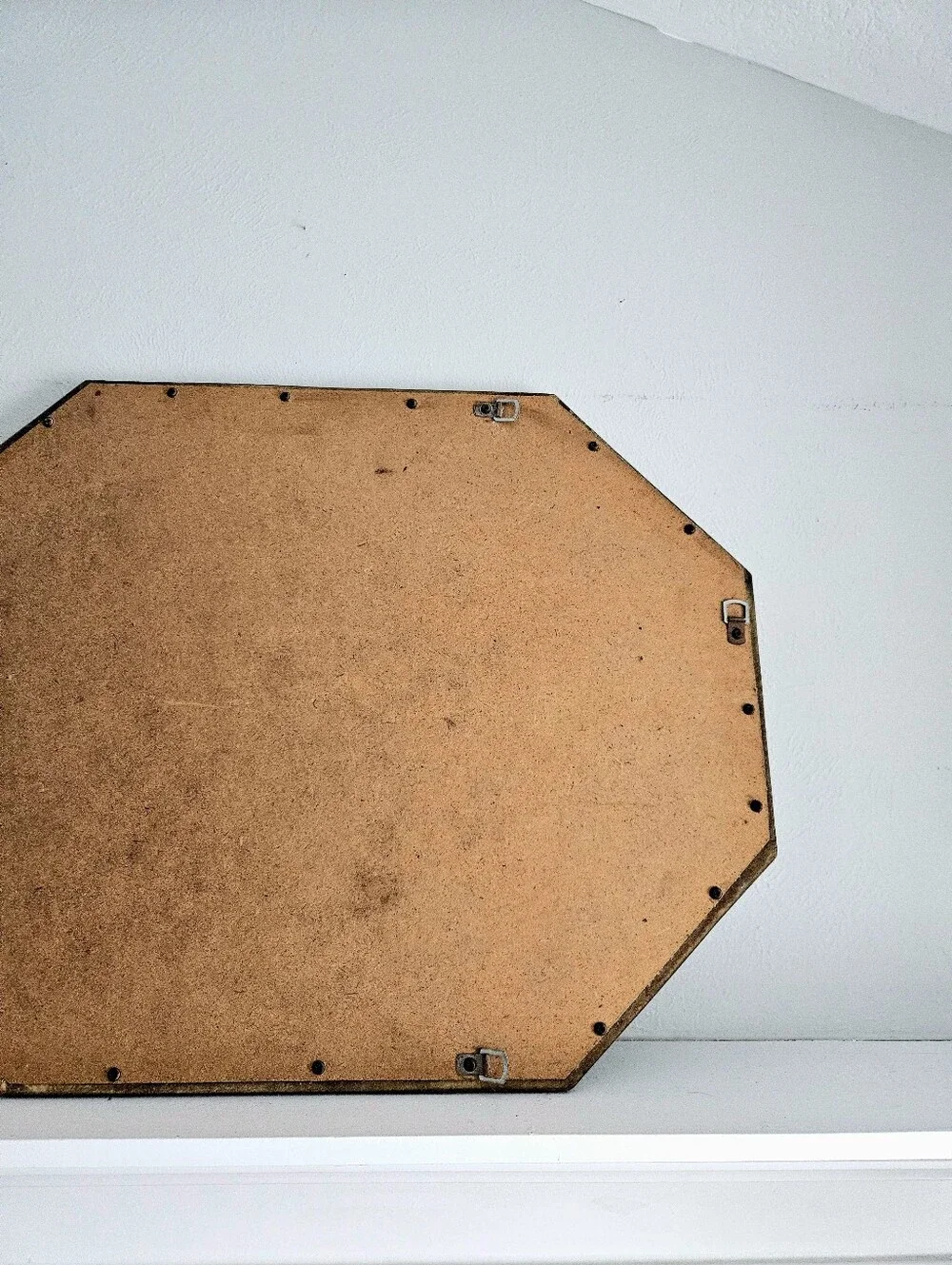 Vintage LaBarge Large Octagonal Gilt Brass Layered Mirror With Black Panels